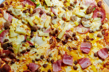 pizza with salami and cheese