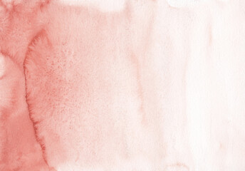 Obraz na płótnie Canvas Watercolor pastel ombre red background texture, hand painted. Aquarelle gradient light brown-red backdrop, stains on paper. Artistic painting wallpaper.