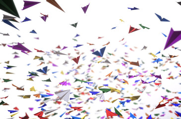 Fototapeta na wymiar Colorful Paperplanes on Neutral Background