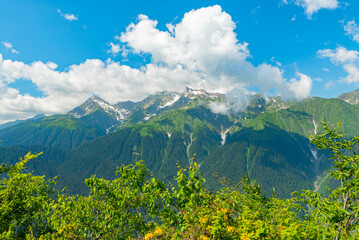 ridge of the Caucasus mountains in spring