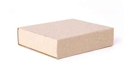 Kraft box paper packaging isolated on white background