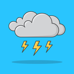 Dark Clouds Of Thunder  Strom Vector Icon Illustration. Weather Phenomena Symbol