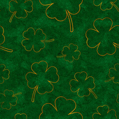 Seamless pattern with clover. An Irish holiday. St. Patrick's Day. Botanical ornament. A symbol of...