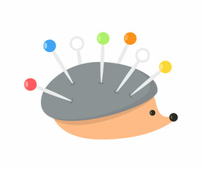 Needle holder for children on white background. Cartoon flat style. Vector illustration