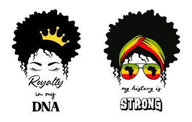 Juneteenth vector illustration. African American women's with quotes. Black history month.