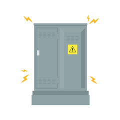Electrical cabinet cartoon vector. free space for text. wallpaper. copy space. Leaked electricity. - obrazy, fototapety, plakaty