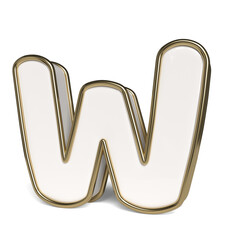 Elegant white alphabet. Letter W. 3D rendering.