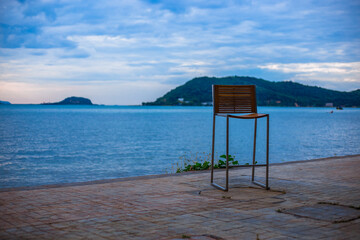 The background of a new design chair placed on the balcony of the resort for customers to sit and rest during the day.