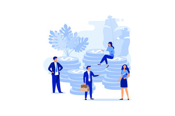 Fototapeta premium a virtual business assistant. money, investment management cards. graphic design of business concept flat vector illustration 