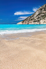 Waves crashing Ionian sea in Greece.