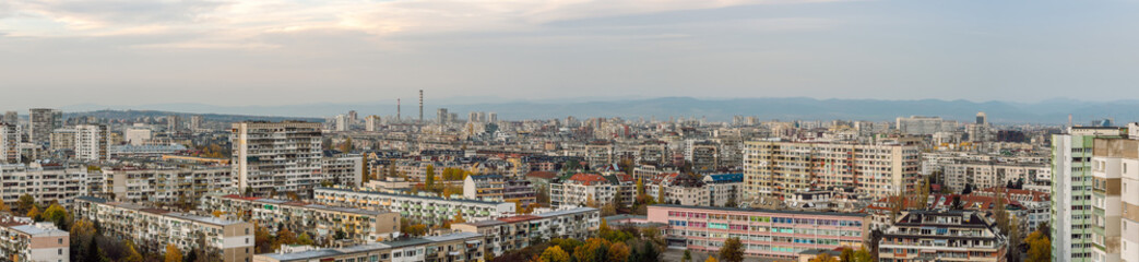 Fototapeta na wymiar Panoramic view of Sofia, the capital of Bulgaria.