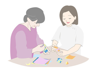 作業療法士による折り紙を利用したレクリエーション・リハビリテーション