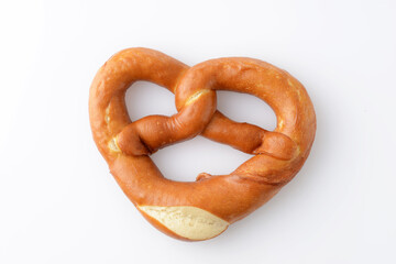 high angle view soft baked pretzel