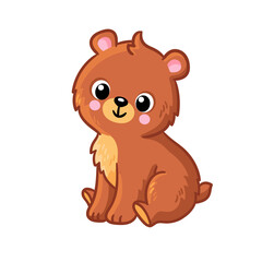 Cute teddy bear sits on a white background. Vector illustration.