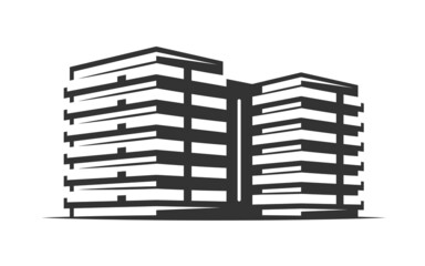 Modern building construction isolated on white background. Vector illustration