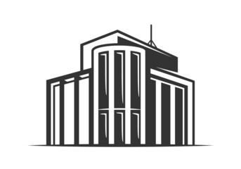 Modern building construction isolated on white background. Vector illustration