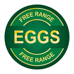 Free range eggs stamp. Free range chicken. Food quality