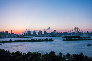 レインボーブリッジと夕焼け