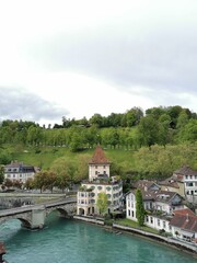 Fototapeta na wymiar Aare river in Bern town Switzerland 