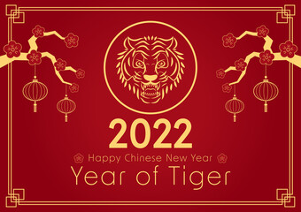 Happy Chinese new year. Year of Tiger. Chinese new year 2022 poster.