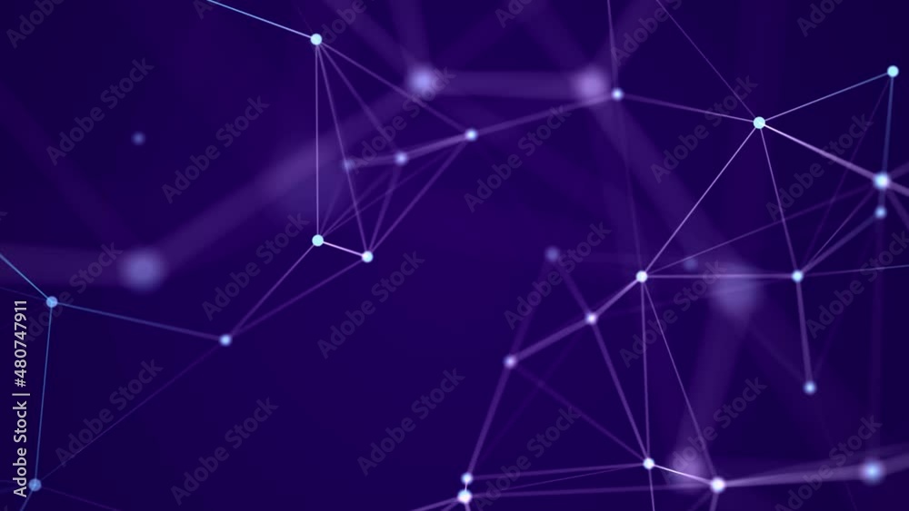 Poster big data visualization. network connection structure with chaotic distribution of points and lines. 