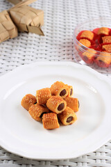 Nastar Gulung or Roll Pineapple Cookies or Pineapples Tarts. Rolls FIlled with Pineapple Jam