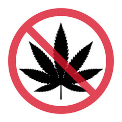 Mariuhana leaf symbol, danger marijuana or hemp icon, cannabis medical sign, weed drug vector illustration