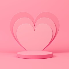 Love background concept, mock up scene with podium geometry shape for Valentine's day event. 3D rendering