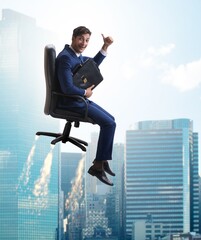 Businessman in career progression concept