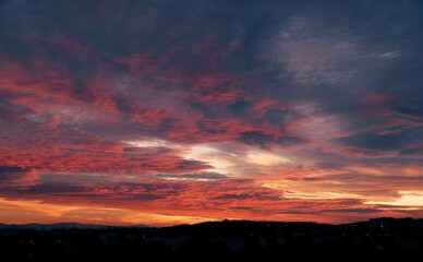 picturesque view at colorful sky during evening