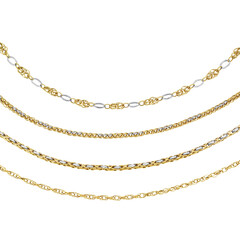Gold jewelry. Gold chain isolated on white background