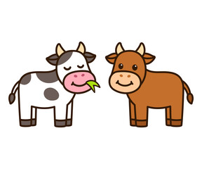 Cute cartoon cows drawing