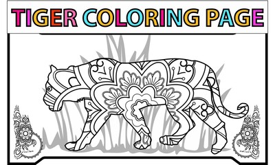 Tiger Coloring vector for adults