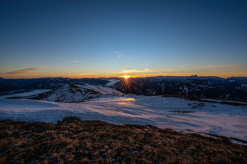Sunrise on a winter mountain