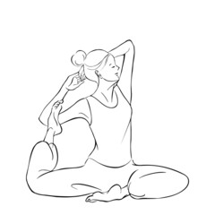 ヨガ　ハトのポーズ　線画