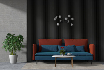 interior living room with sofa. 3D render