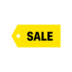 Yellow sale pricetag isolated on a white background. Special offer and discount tag, Vector