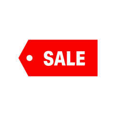 Red sale pricetag isolated on a white background. Special offer and discount tag, Vector