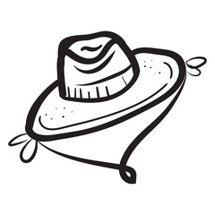 Old cowboy hat black and white illustration