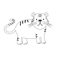 Baby tiger, Illustration in cartoon style for printable, coloring page or book for kids and adults