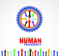International Day of Human Fraternity, 4 February, Template for background, banner, card, poster.