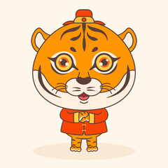 Tiger Character with Red outfit & Hat illustration