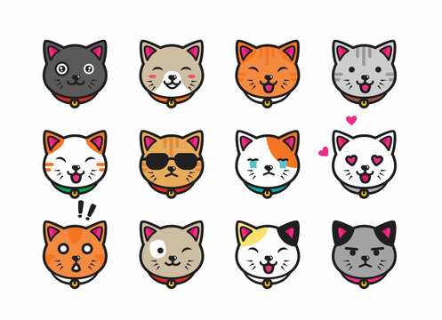 colorful cute cat illustrations for premium quality logos and backgrounds