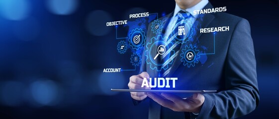 Fototapeta na wymiar Audit Auditor Financial service compliance concept on screen.