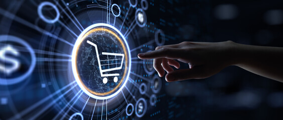 E-commerce digital business online internet technology concept on virtual screen.