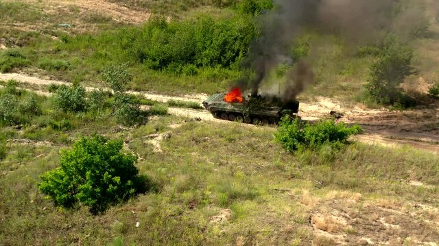 Tank is on fire.