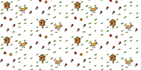 Cute bird seamless pattern. Creative kids texture with funny animals for apparel, textile, fabric, wrapping, wallpaper. Vector