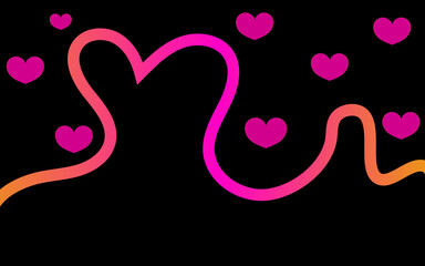 beautiful colorful heart shape background. Abstract valentines day design. vector illustration. hand drowning.