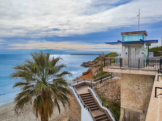 Obraz premium Vega Baja del Segura - Orihuela Costa - Punta Prima: su playa, paisaje y torre.