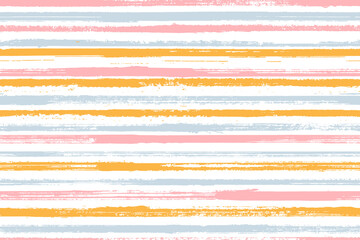 Pain brush stroke grunge stripes vector seamless pattern. Cute bedding textile print design.